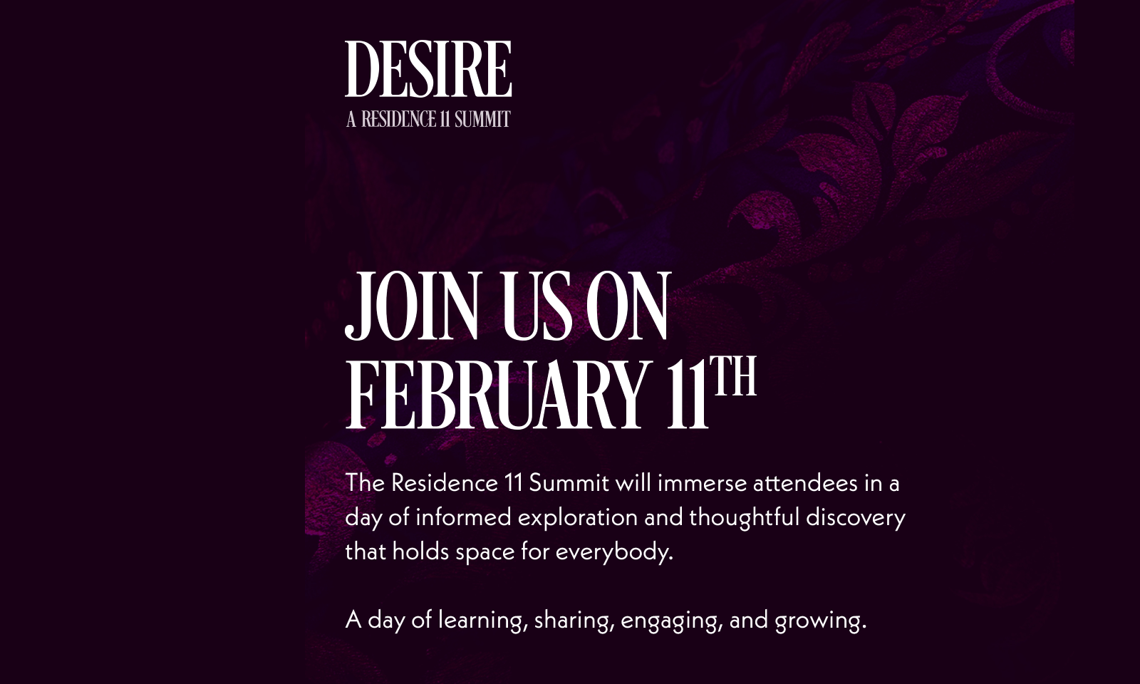 Residence 11 Announces 'Desire' Summit on Sex and Relationships