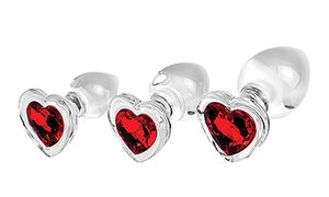 Red Heart Gem Glass Plug Set