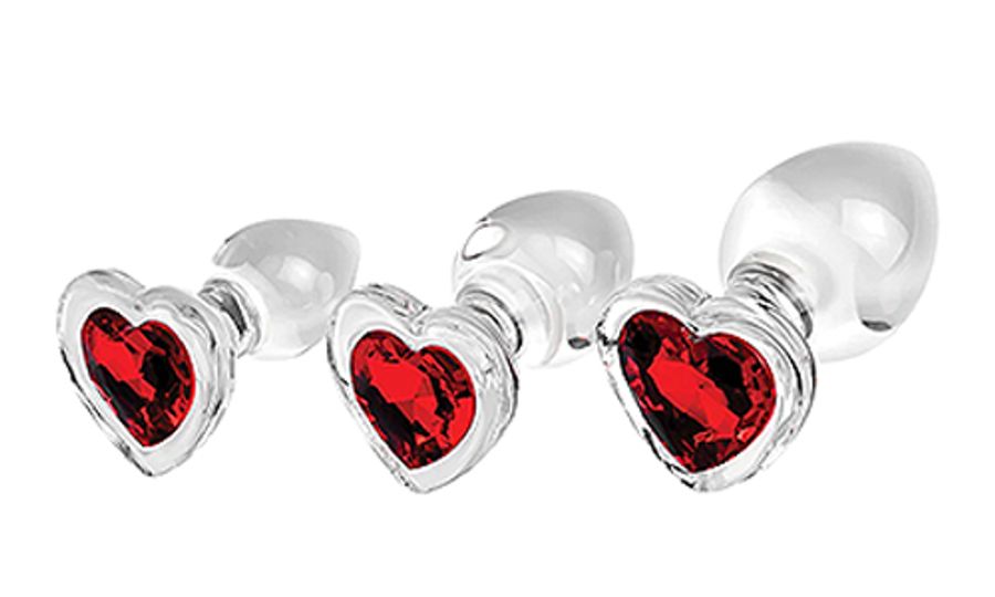 Red Heart Gem Glass Plug Set