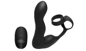 Inflatable & 10x Vibrating Prostate Plug w/Cock & Ball Ring