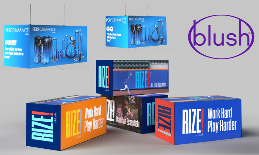 Blush Introduces Hanging Box Signage for Performance, RIZE! Lines