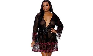 Lace Trim Sheer Robe