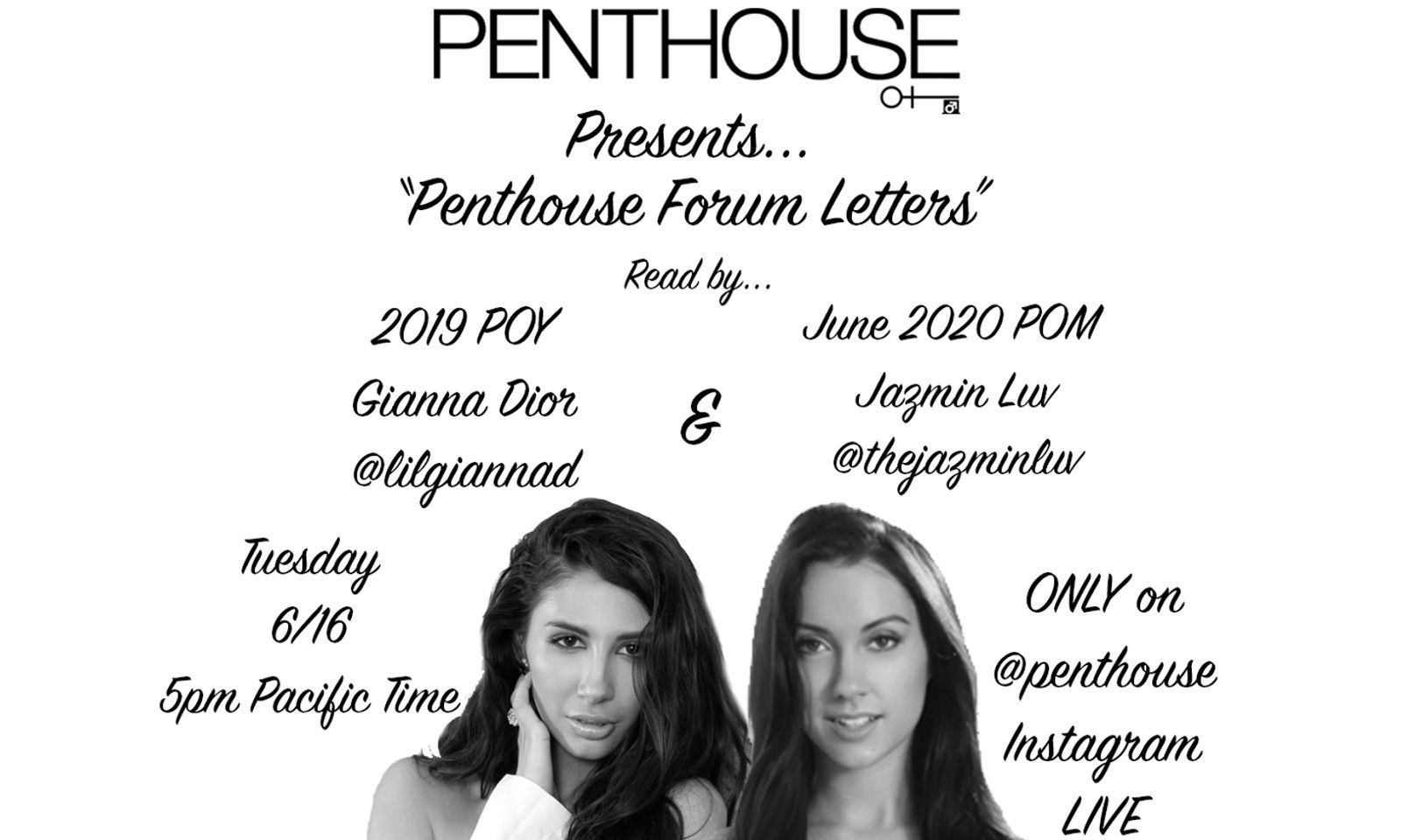 Gianna Dior and Jazmin Luv to Host Penthouse's IG Live Tuesday
