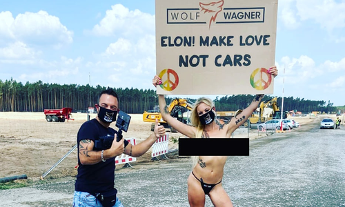 Producer Wolf Wagner Stages Nude Protest Against Tesla in Berlin