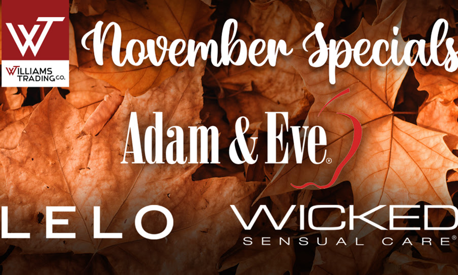 Williams Trading Nov. Sale Offers Adam&Eve, Wicked Sensual, Lelo