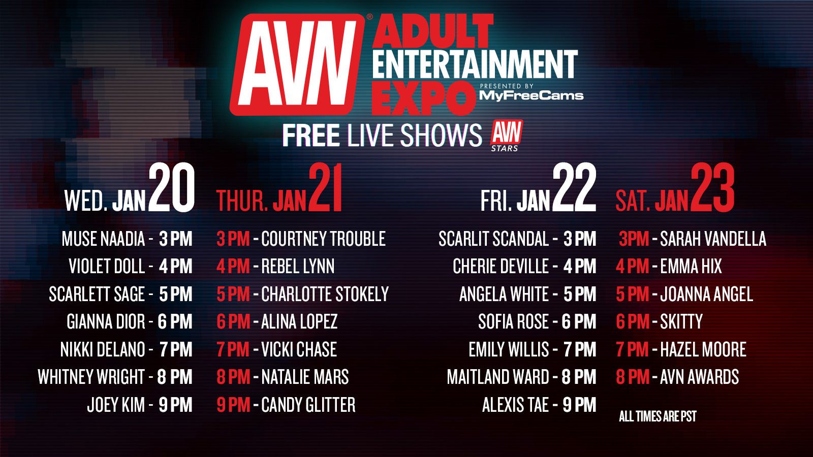 Talent Lineup Announced for 2021 AVN Adult Entertainment Expo