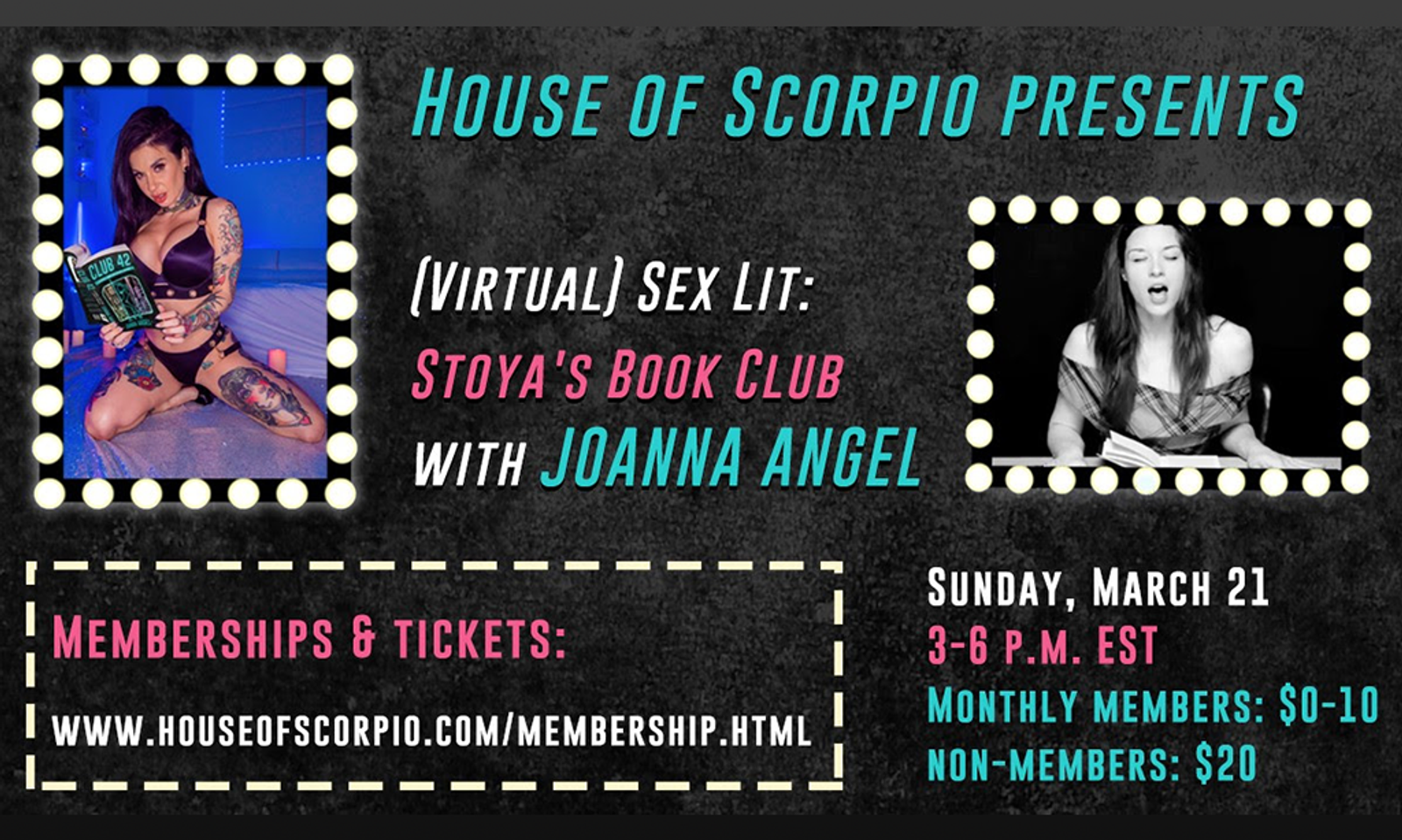 Joanna Angel to Appear at Virtual Book Club Event on March 21