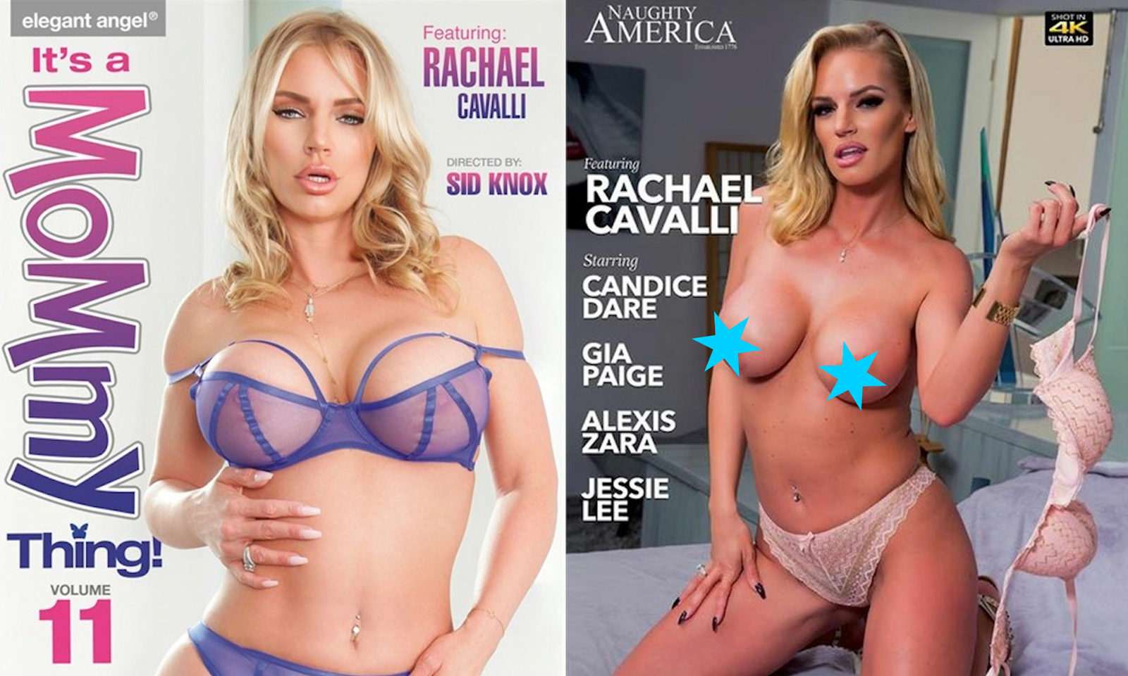 Rachael Cavalli Scores Elegant Angel, Naughty America Covers