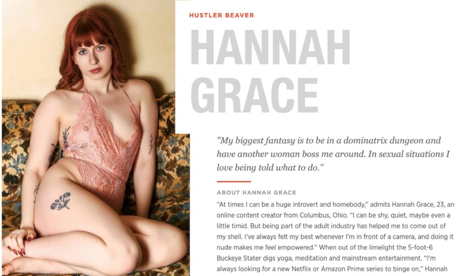Hannah Grace Appears in the November Issue of 'Hustler'