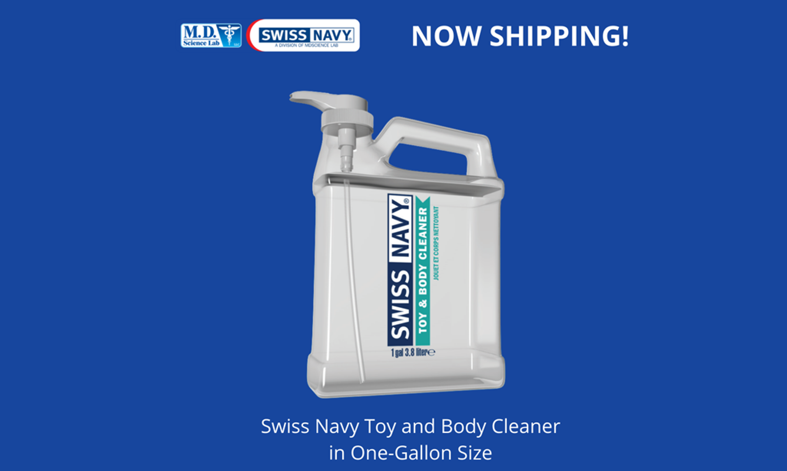 Swiss Navy One-Gallon Size of Toy & Body Cleaner Now Shipping