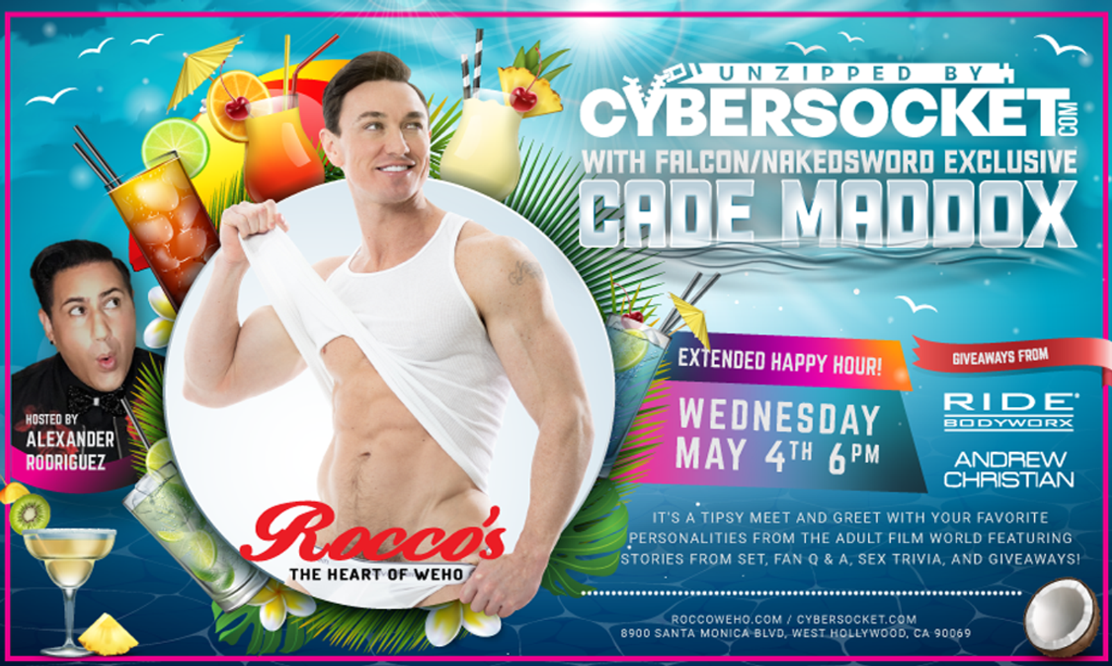 Cybersocket Debuts 'Unzipped' Happy Hour Event With Cade Maddox