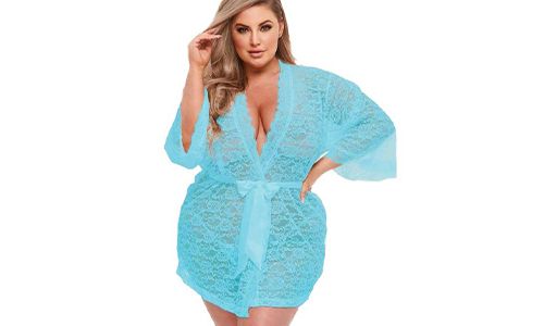 Allover Lace & Satin Robe