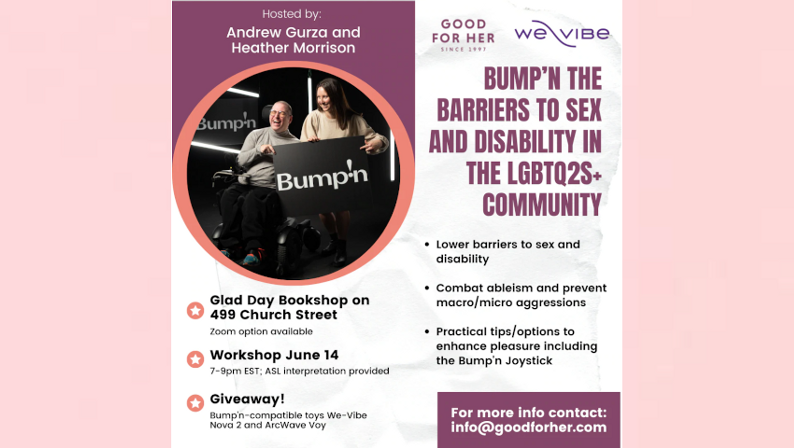 'Bump’n The Barriers to Sex & Disability' Workshop on June 14