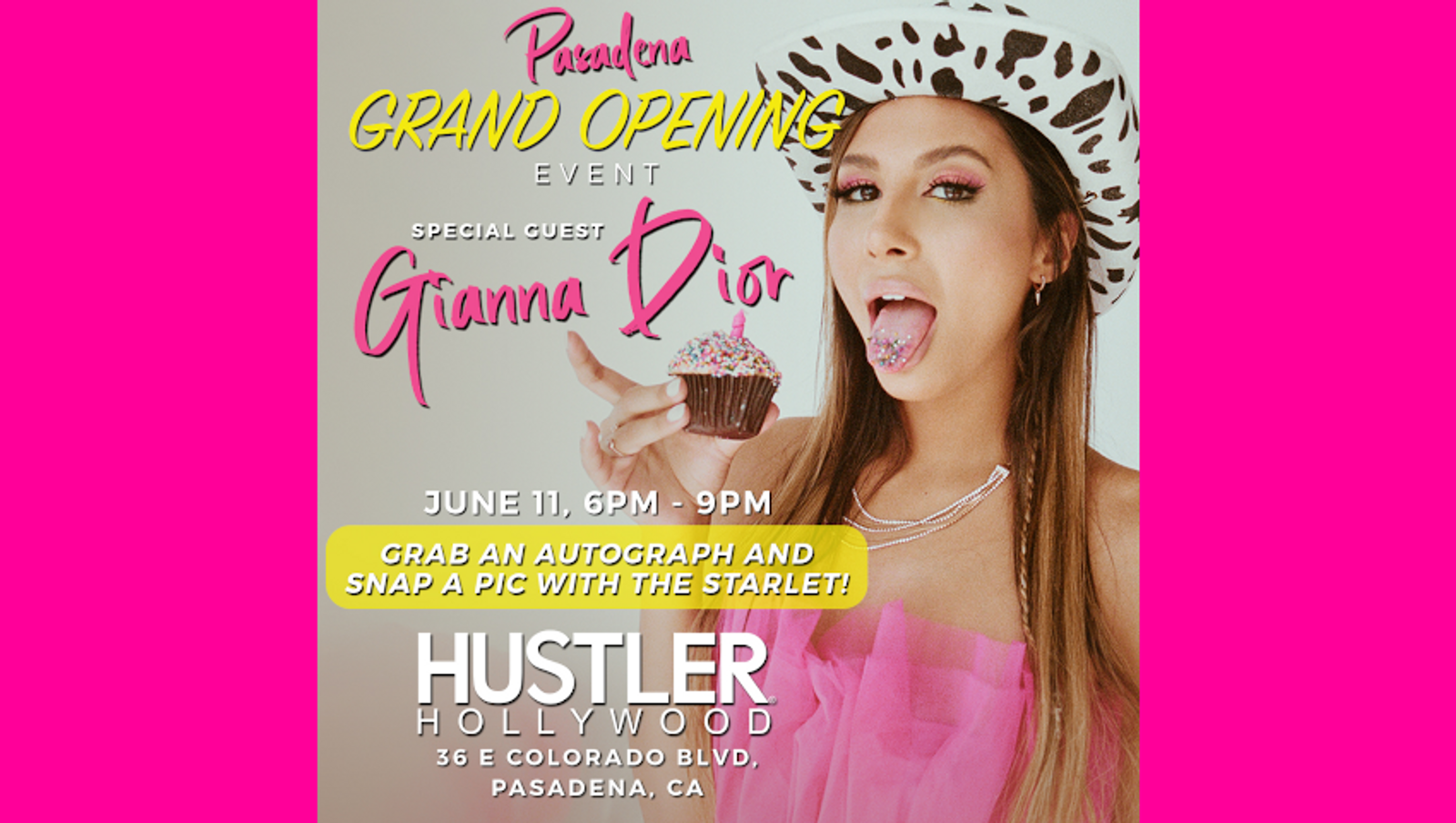 Gianna Dior to Appear at Hustler Hollywood Pasadena Grand Opening