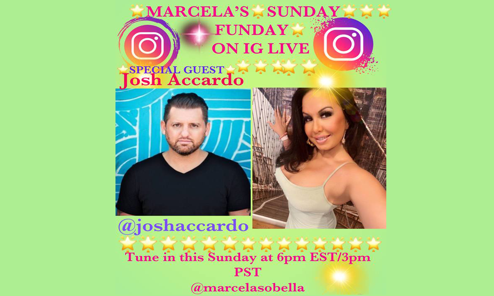 Marcela Alonso Welcomes Comedian Josh Accardo for #SundayFunday