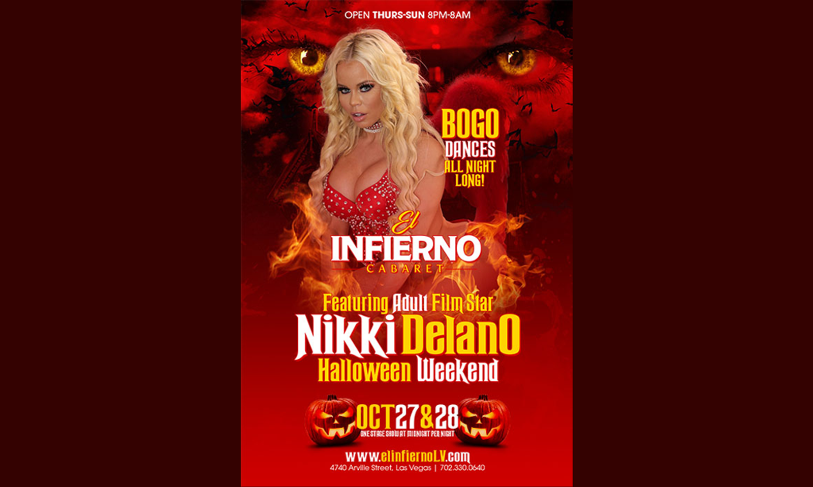 Nikki Delano Headlines at El Infierno Cabaret This Halloween