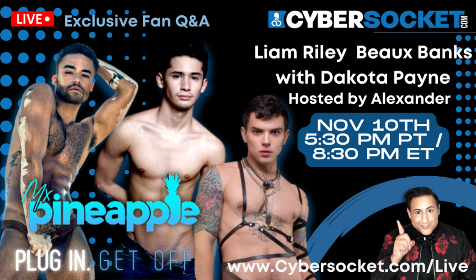 Cybersocket Live Welcomes Dakota Payne, Liam Riley, & Beaux Banks