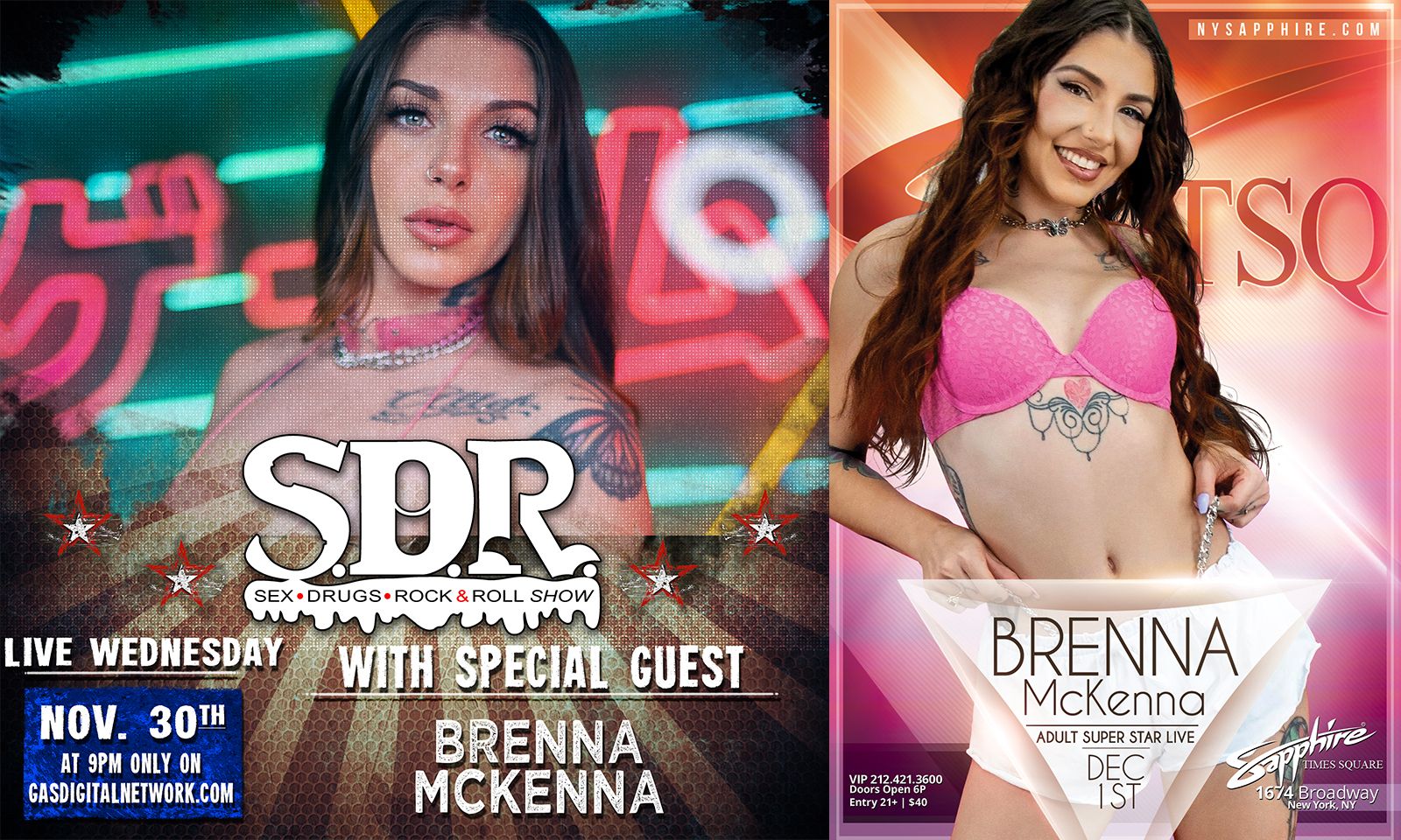 Brenna McKenna Coming to 'SDR Show,' Sapphire Times Square