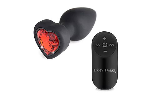 Silicone 28x Vibrating Red Heart Anal Plug