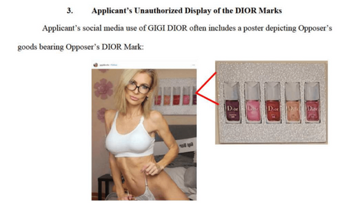 Christian Dior Accuses Gigi Dior of Trademark Dilution