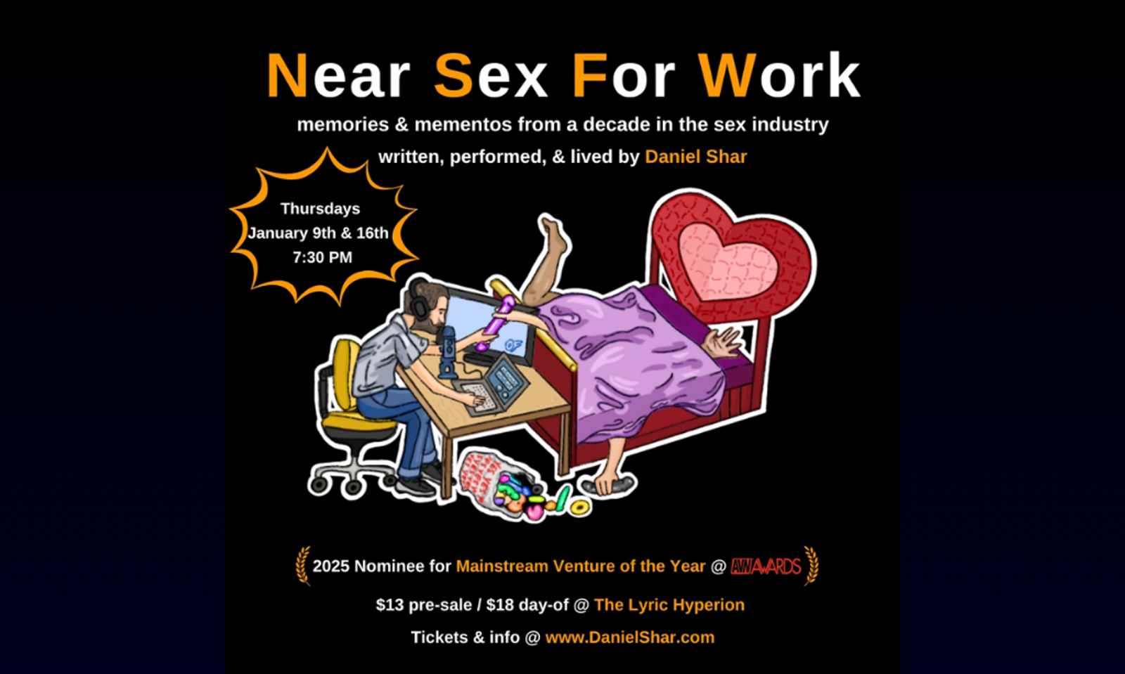 Daniel Shar's 'Near Sex For Work' Live Comedy Sets Encore