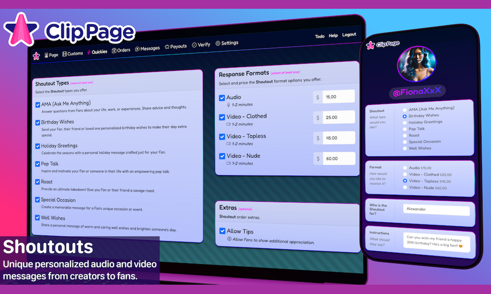 Clip Page Launches Shoutouts Personalized Message Feature