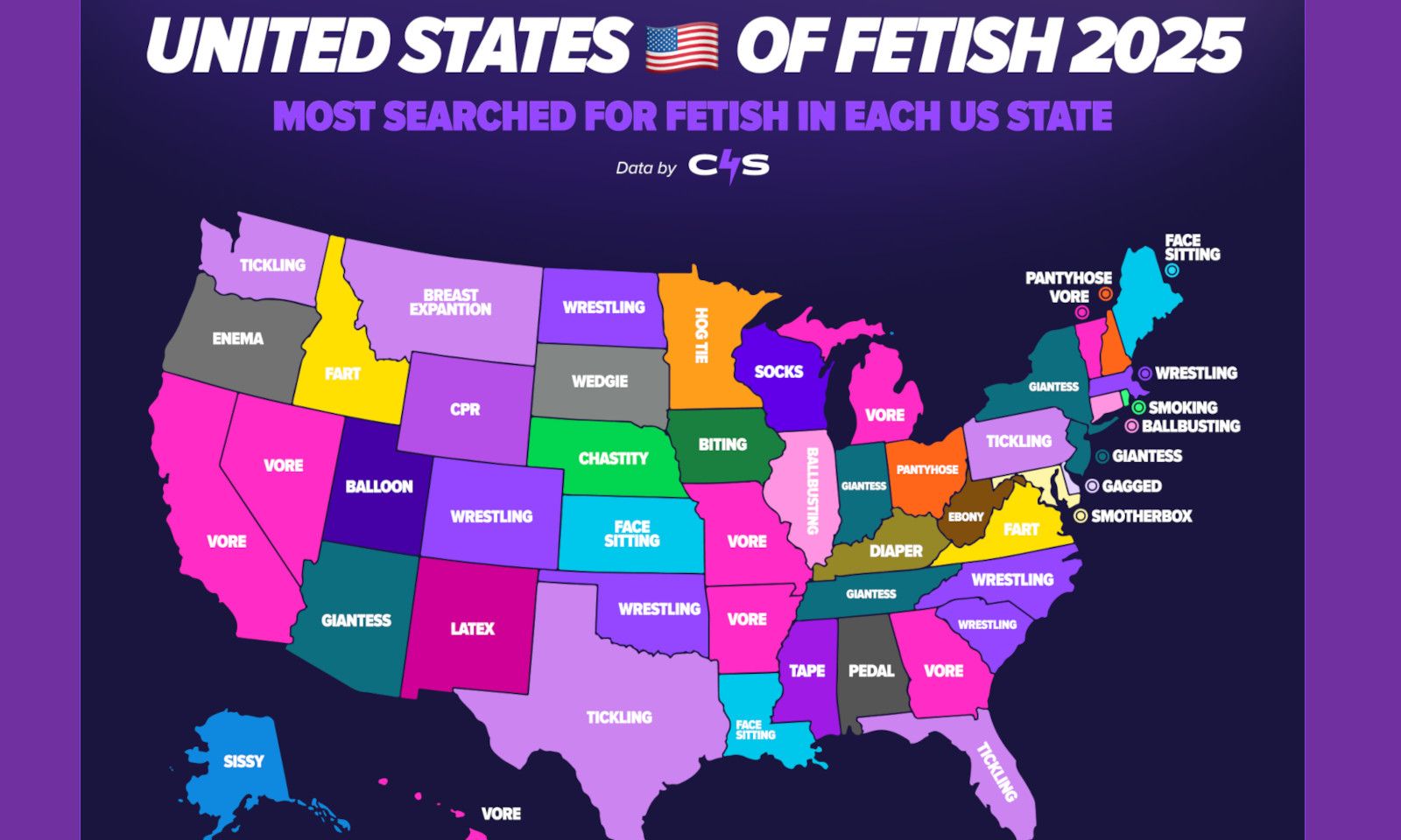 Clips4Sale Releases Its 2025 Fetish Map of the United States