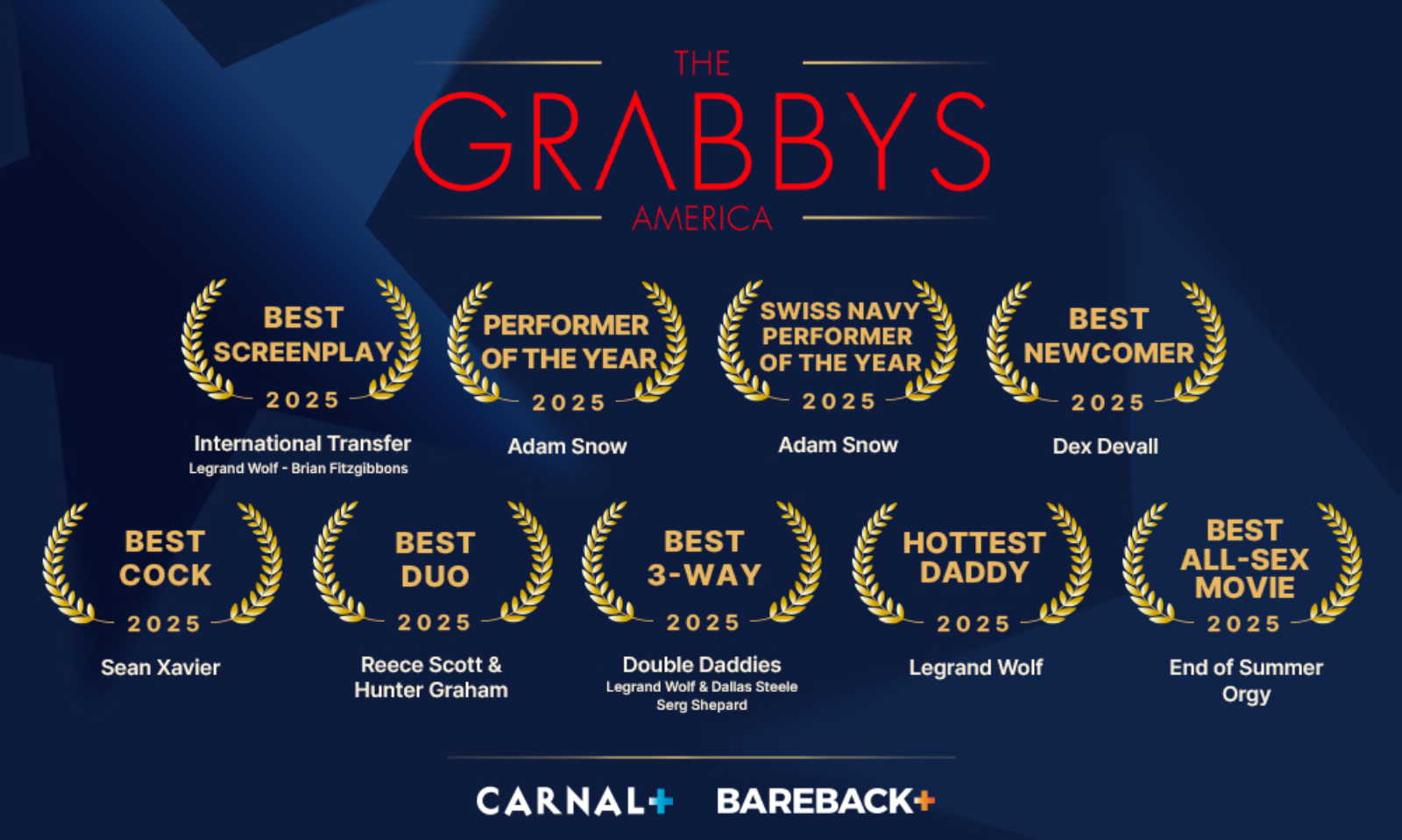 Carnal Media Wins Nine Trophies at 2025 Grabby Awards