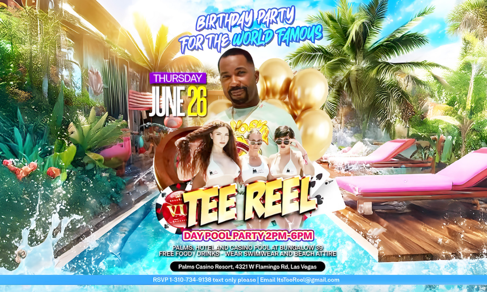 Tee Reel to Host Birthday Pool Party at the Palms on June 26