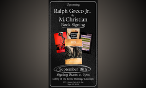 M. Christian, Ralph Greco Jr. Sign at Erotic Heritage Museum