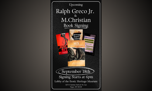 M. Christian, Ralph Greco Jr. Sign at Erotic Heritage Museum