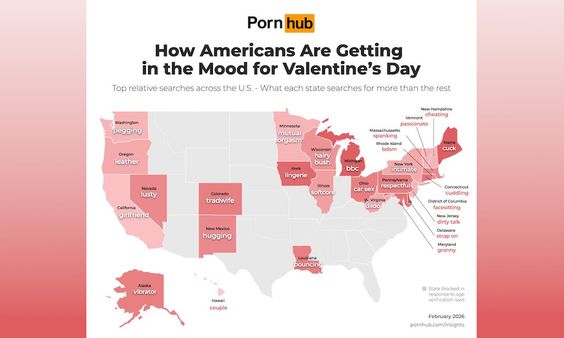 Pornhub Reveals America’s Valentine’s Week Searches
