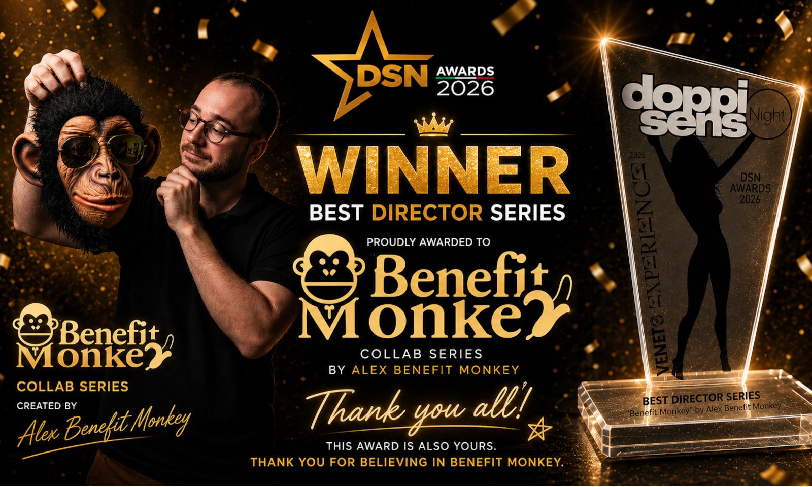Alex The Benefit Monkey Wins DSN Award for Best Director Series