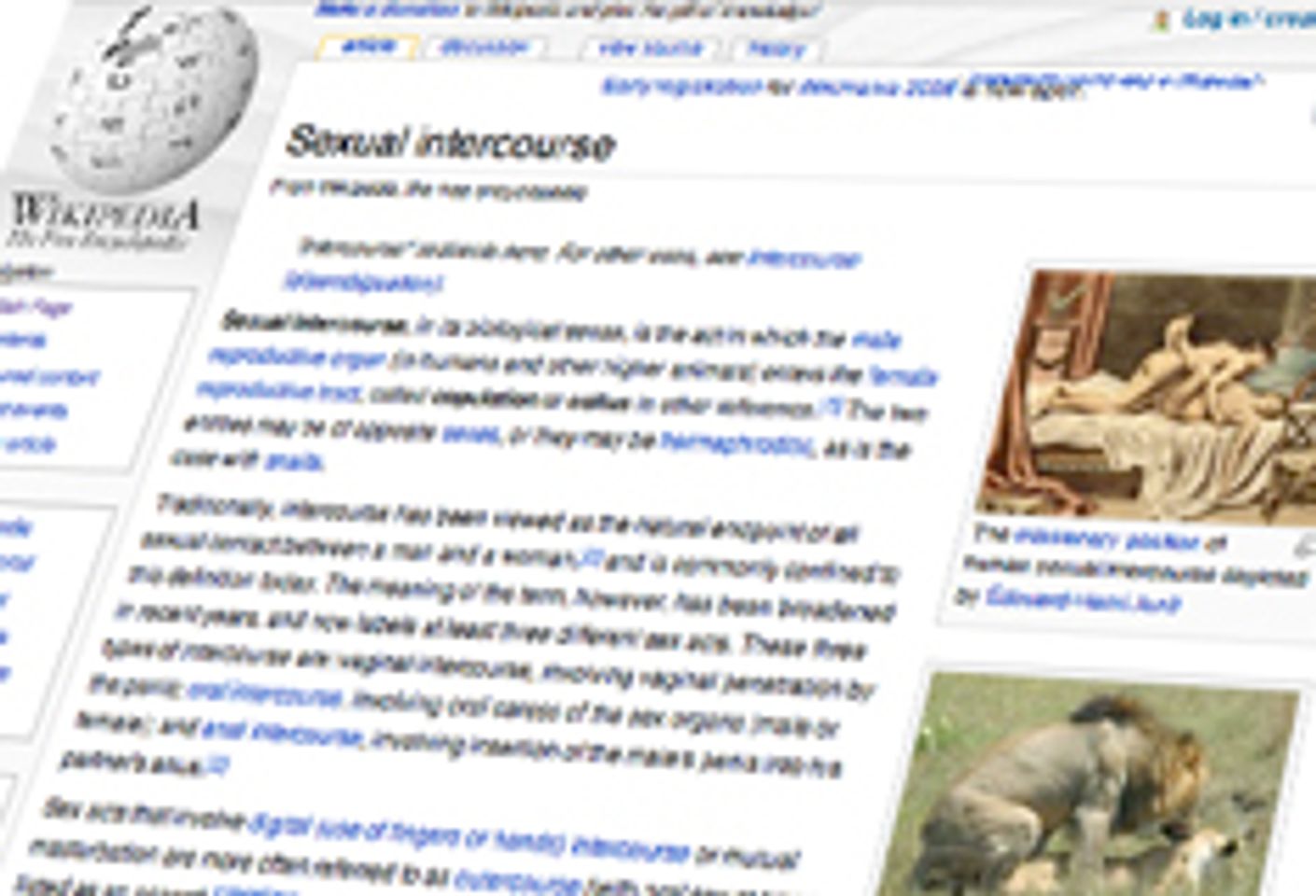 Wikipedia Blasted for Pornographic Material