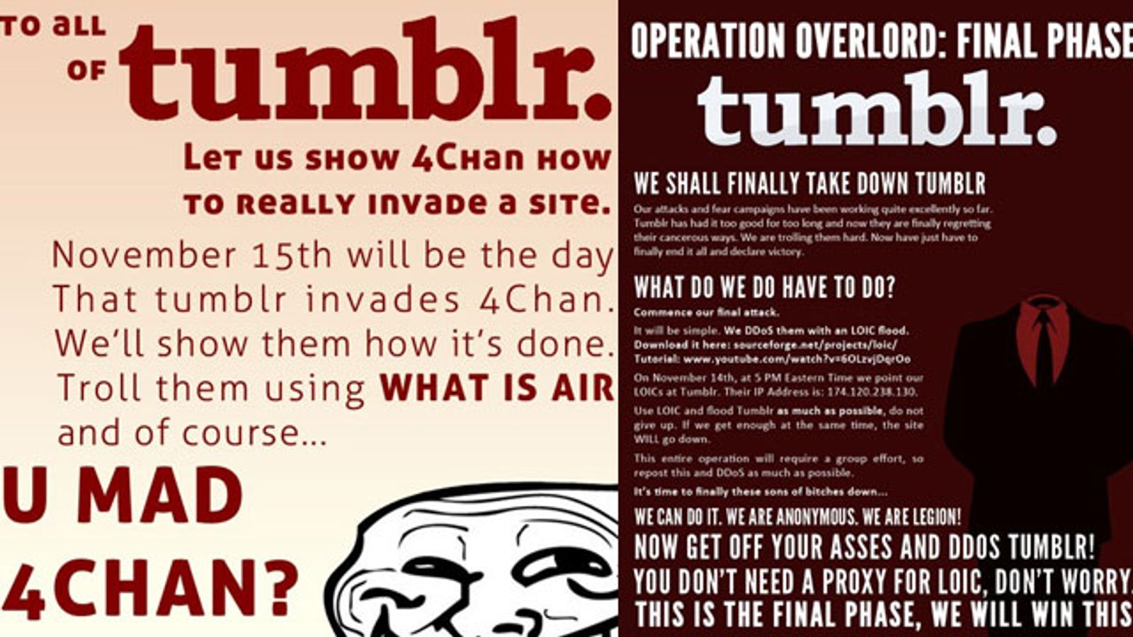 4Chan v. Tumblr: DDoS Tit for Cat or How I Spent my Lunch Money?