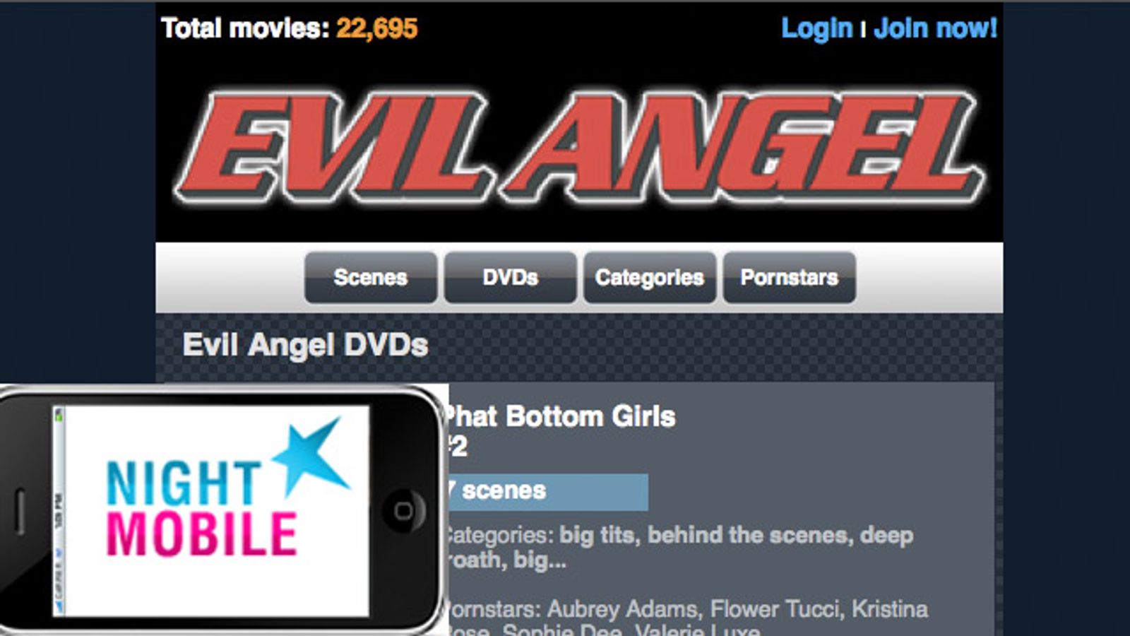 Evil Angel Partners with Night Mobile on EvilAngel.mobi