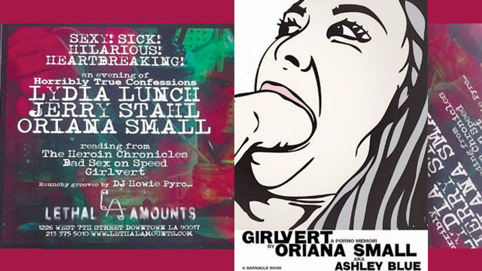 Oriana Small on Triple Bill With Lydia Lunch, Jerry Stahl