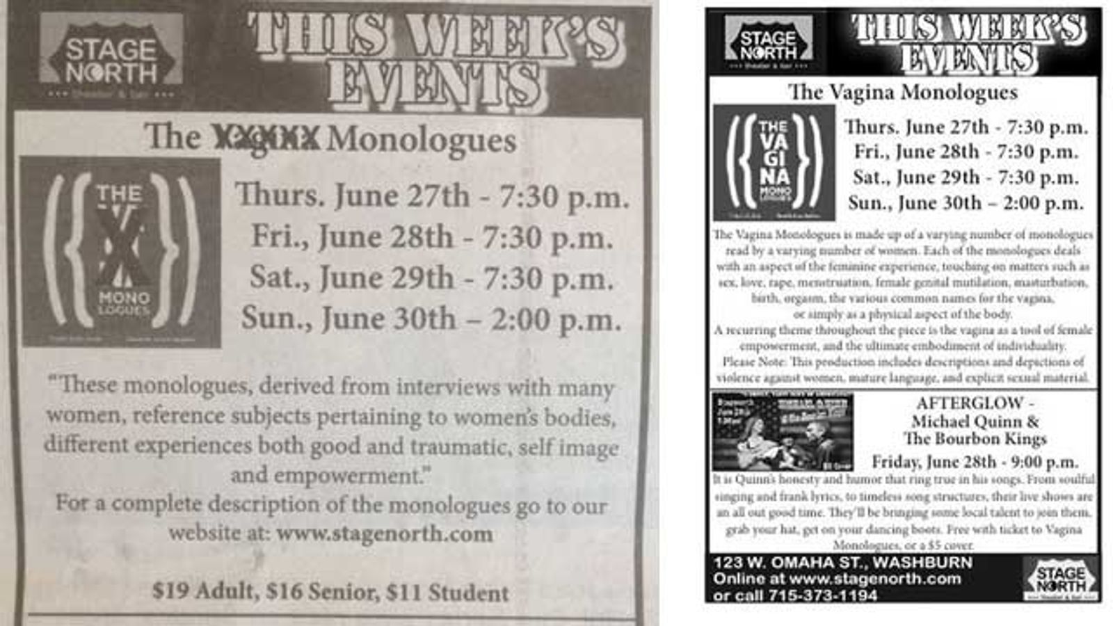 When In NW Wisconsin, Check Out 'The XXXXX Monologues'