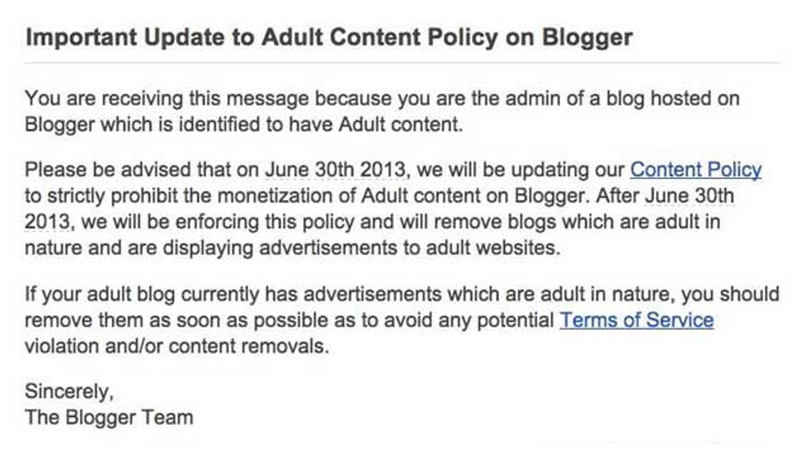 Questions Dog Google Blogger's Monetization Ban of Adult Blogs