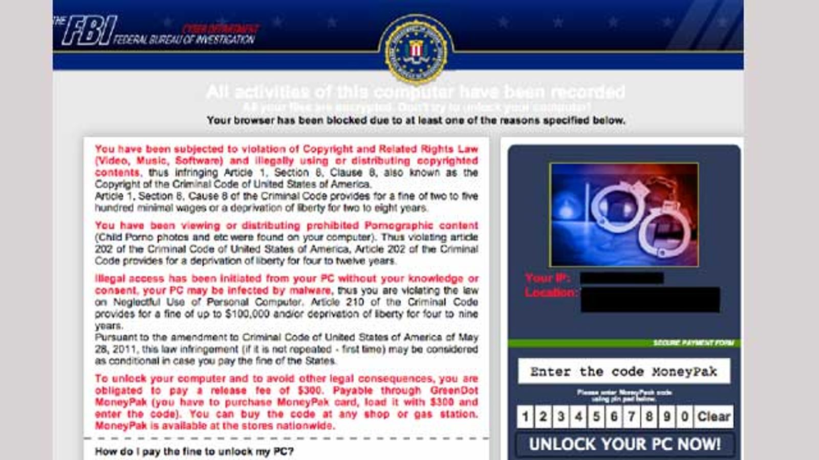 Ransomware Mimics FBI Porn Warning; Targets Macs, Too