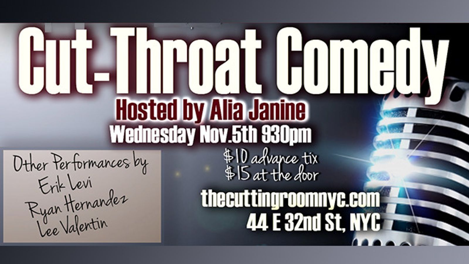 Alia Janine' Cut-Throat Comedy at The Cutting Room Tonight