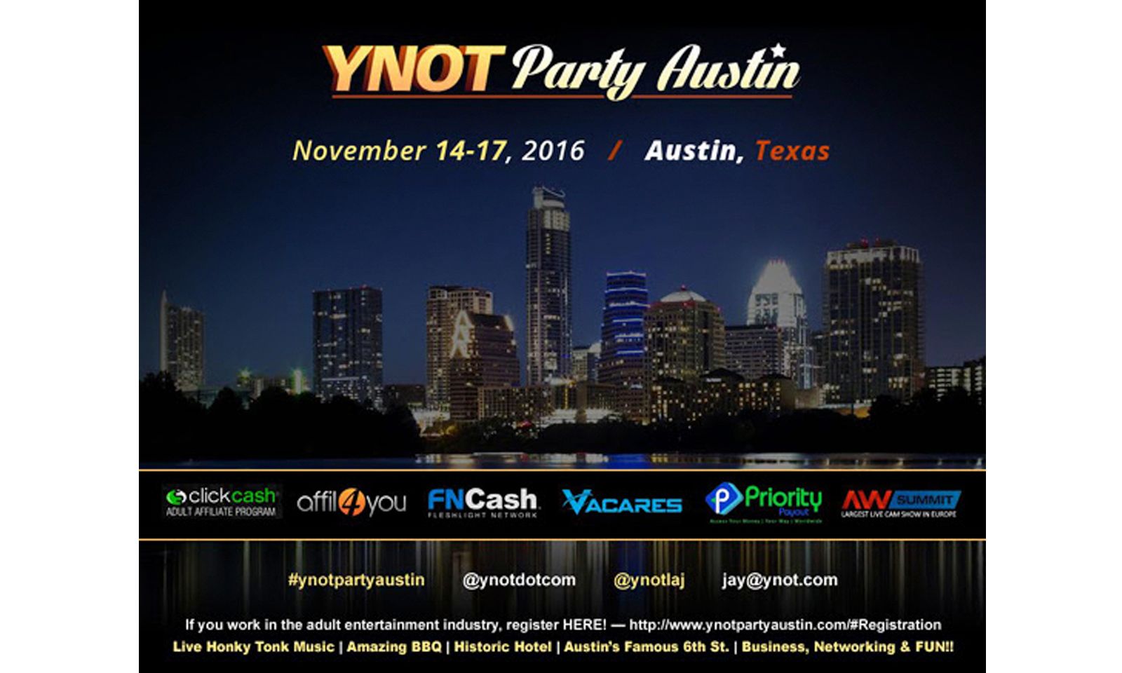 YNOT Party Austin Slated for Nov. 14-17