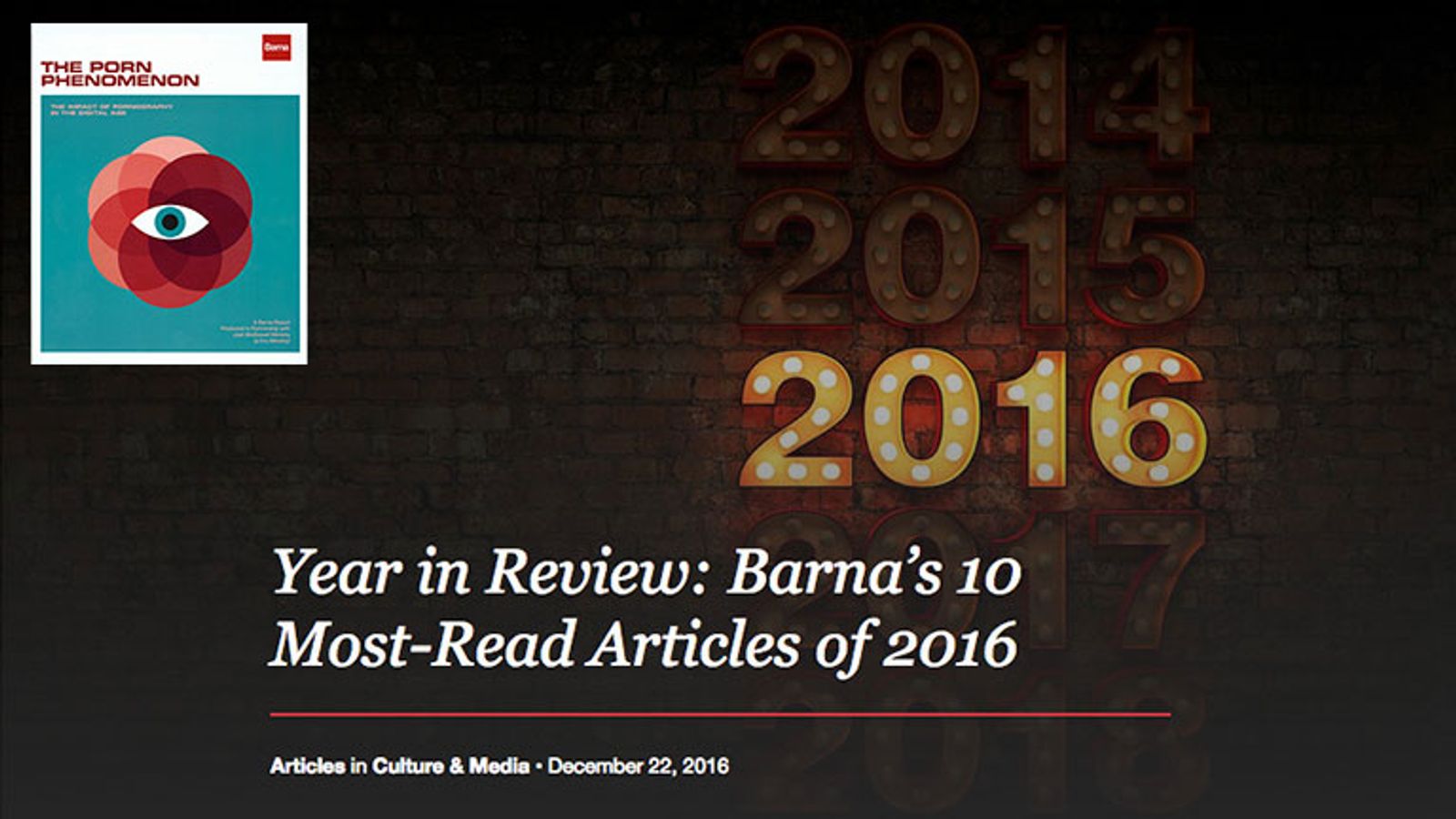 Of Barna Group's 10 Most-Read Articles of 2016, 5 Are Sex-Related