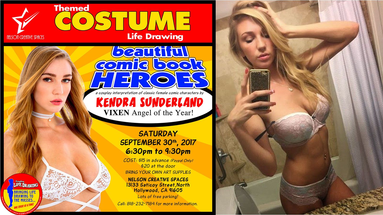 Kendra Sunderland Sits For Cosplay Life Drawing In LA Sept. 30