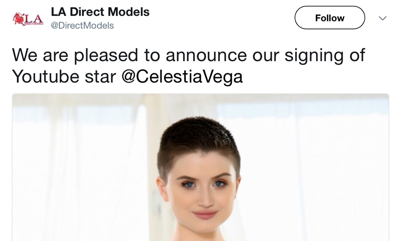 YouTube Star Celestia Vega Joins LA Direct Models