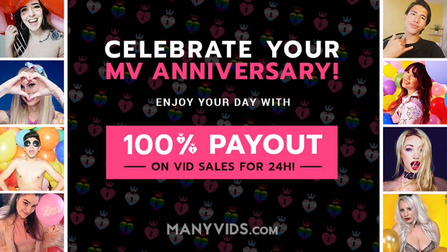 ManyVids Offers 100% Payouts for Vid Sales on MV Anniversary