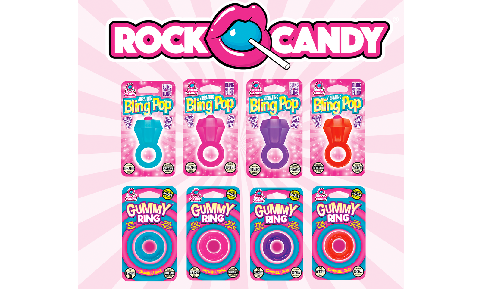 Rock Candy Toys Shipping Bling Pop, Gummy Rings