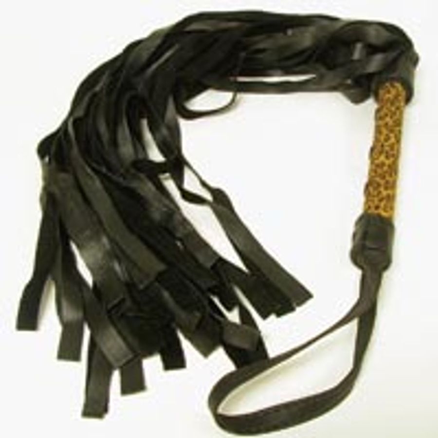 Black Flogger with Baby Leopard Handle