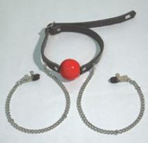 Strap Ball Gag with Clamps