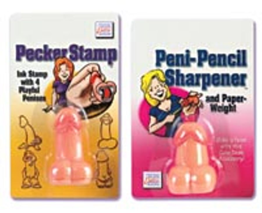 Pecker Stamp/Peni-Pencil Sharpener and Paperweight